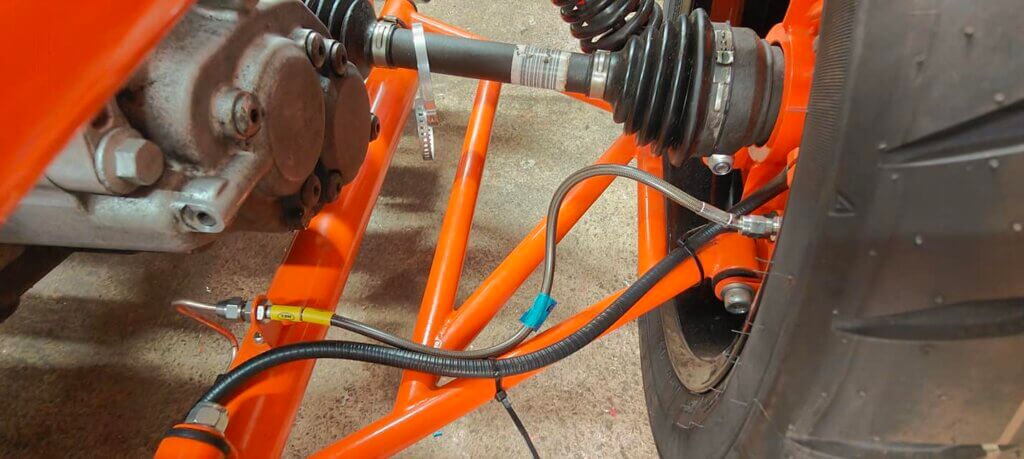 Custom built braided lines for kit car - close up