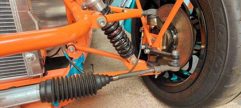 Custom built braided lines for kit car - front right view